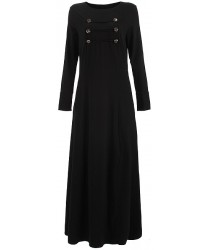 Anaya Army Jilbab with Button Design on Chest - Black